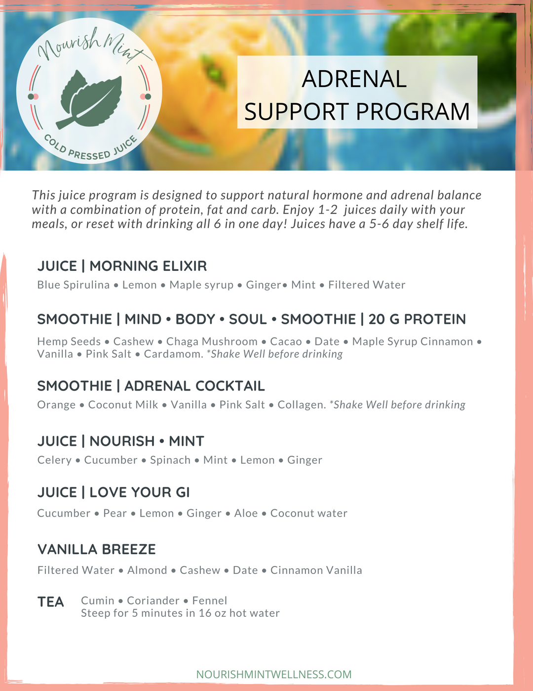 Adrenal Support Juice Program